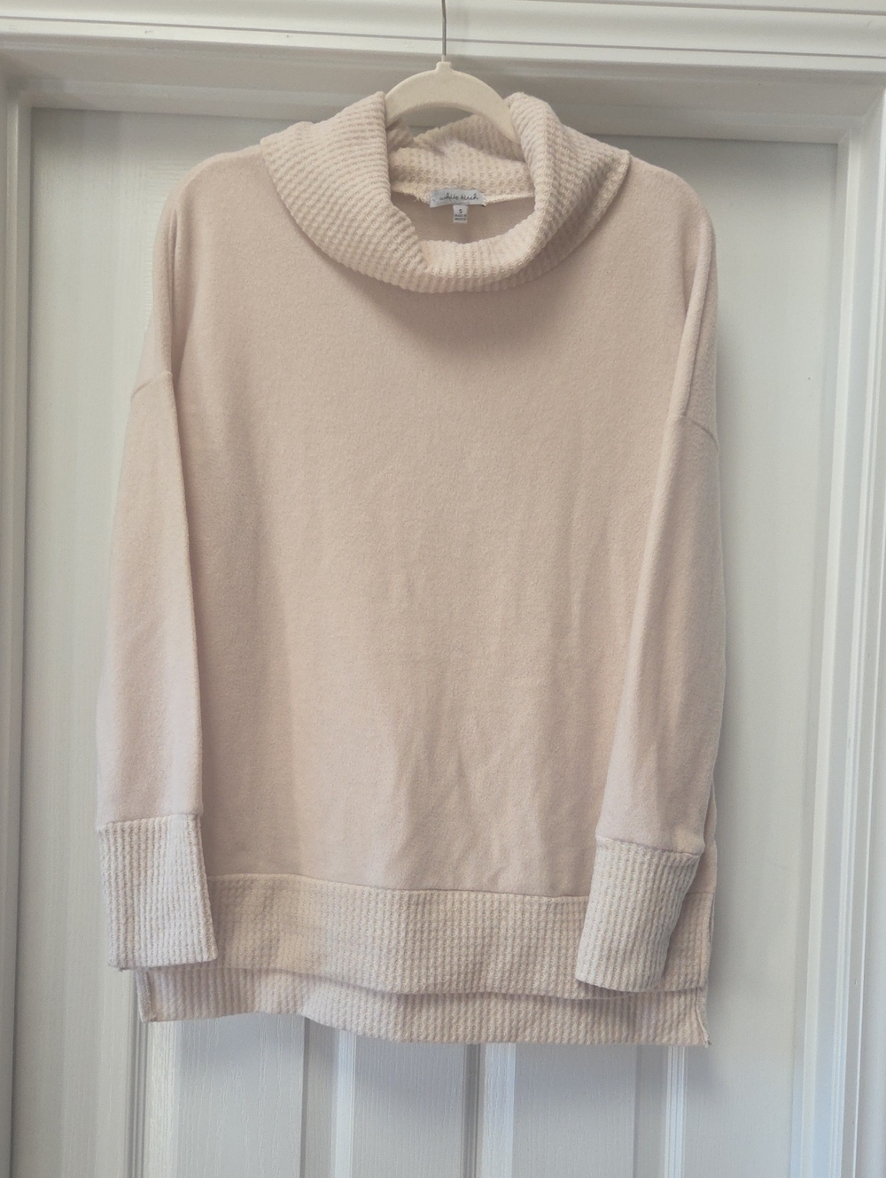 White Birch Small Cream Cowl Neck Sweater Tunic - Lightweight Relaxed Fit